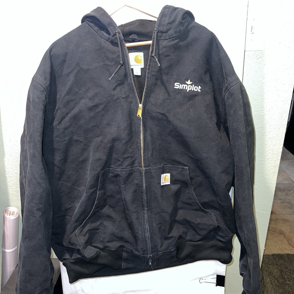 Carhartt J131 Black Duck Active Jacket 2XL Tall Thermal Lined Workwear Hoodie